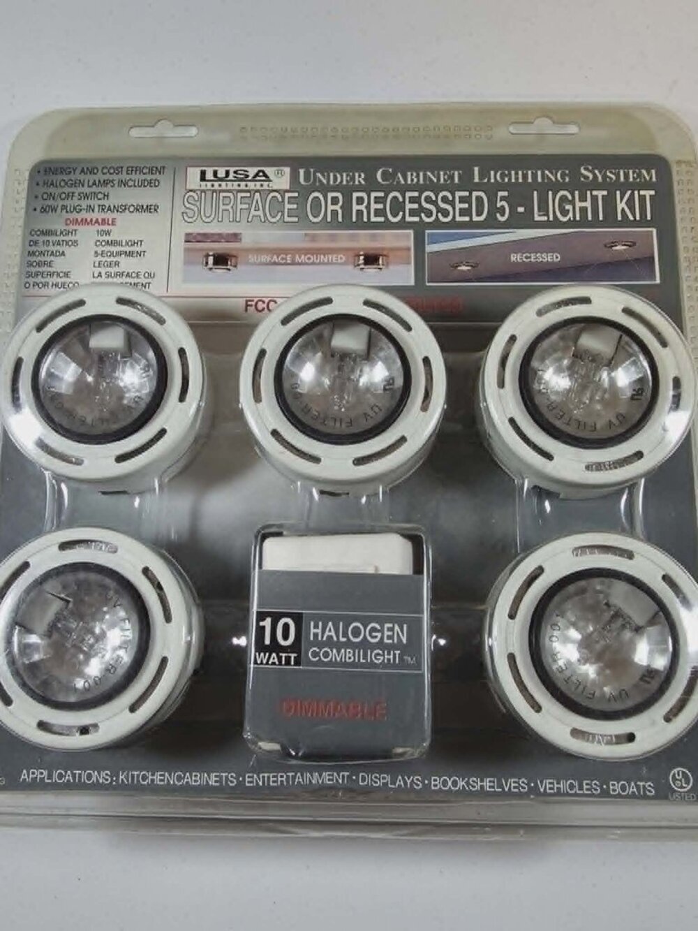 LUSA LIGHTING UNDER CABINET LIGHTING SYSTEM SURFACE RECESSED 5 LIGHTS NEW